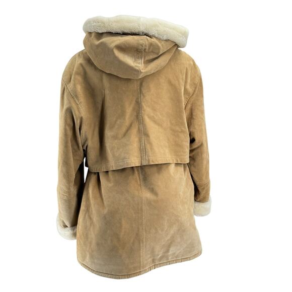 J.G. Hook Women's Penny Lane Coat Leather Fur Hood SZ L Boho Hippie Yellowstone - Picture 3 of 11